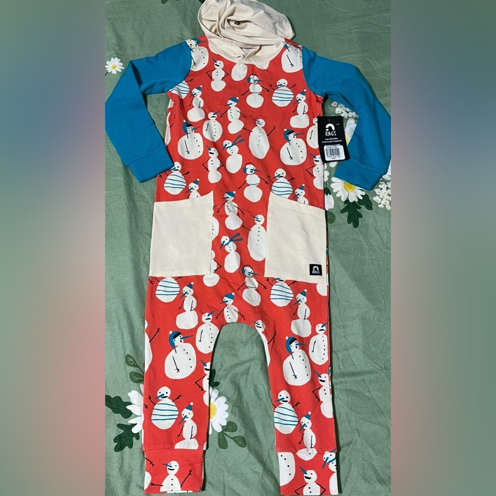 Rags to Raches Christmas Snowman rags romper